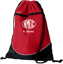 Load image into Gallery viewer, NMGC-950-3 - Augusta Tri-Color Drawstring Backpack - NMGC Eclipse Logo &amp; Personalized Name