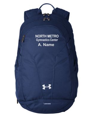 NMGC-976-8 - Under Armour Hustle Backpack - NMGC EMB Logo & Personalized Name