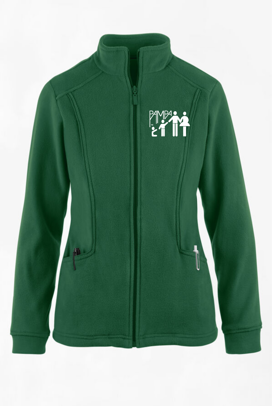 Pampa-Emp-077 - Butter-Soft STRETCH Women's 2-Pocket Zip Front Fleece Scrub Jacket