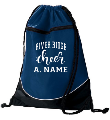 RR-CR-950-1 - Augusta Tri-Color Drawstring Backpack - River Ridge Cheer Logo & Personalized Name