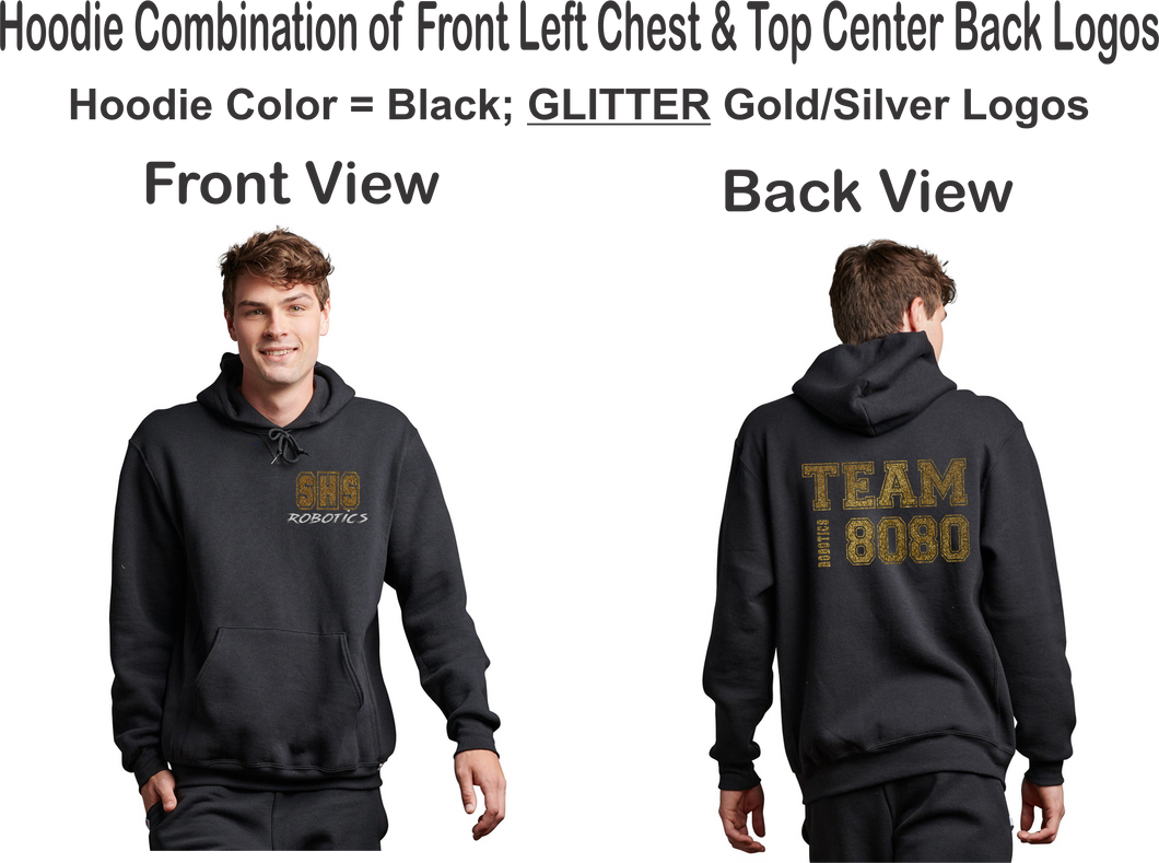 SEQ-Robotics-306-4 - Russell Athletic Unisex Dri-Power® Hooded Sweatshirt - SHS Robotics Glitter Logos