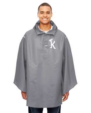 ATL-KINGS-460-7 - Team 365 Adult Zone Protect Packable Poncho -  K With Crown Logo