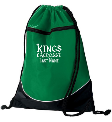 ATL-KINGS-973-1 - Augusta Tri-Color Drawstring Backpack - KINGS Lacrosse Logo