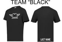 Load image into Gallery viewer, AWA-LAX-015-1 - Attain Wicking Raglan Short Sleeve Shooter Shirt - AWA Lacrosse Logos &amp; Personalized Name on Back