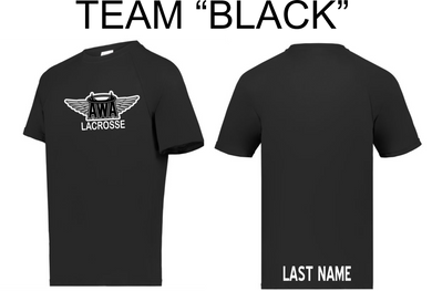 AWA-LAX-015-1 - Attain Wicking Raglan Short Sleeve Shooter Shirt - AWA Lacrosse Logos & Personalized Name on Back