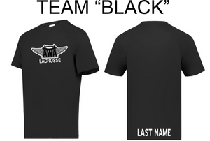 AWA-LAX-015-1 - Attain Wicking Raglan Short Sleeve Shooter Shirt - AWA Lacrosse Logos & Personalized Name on Back