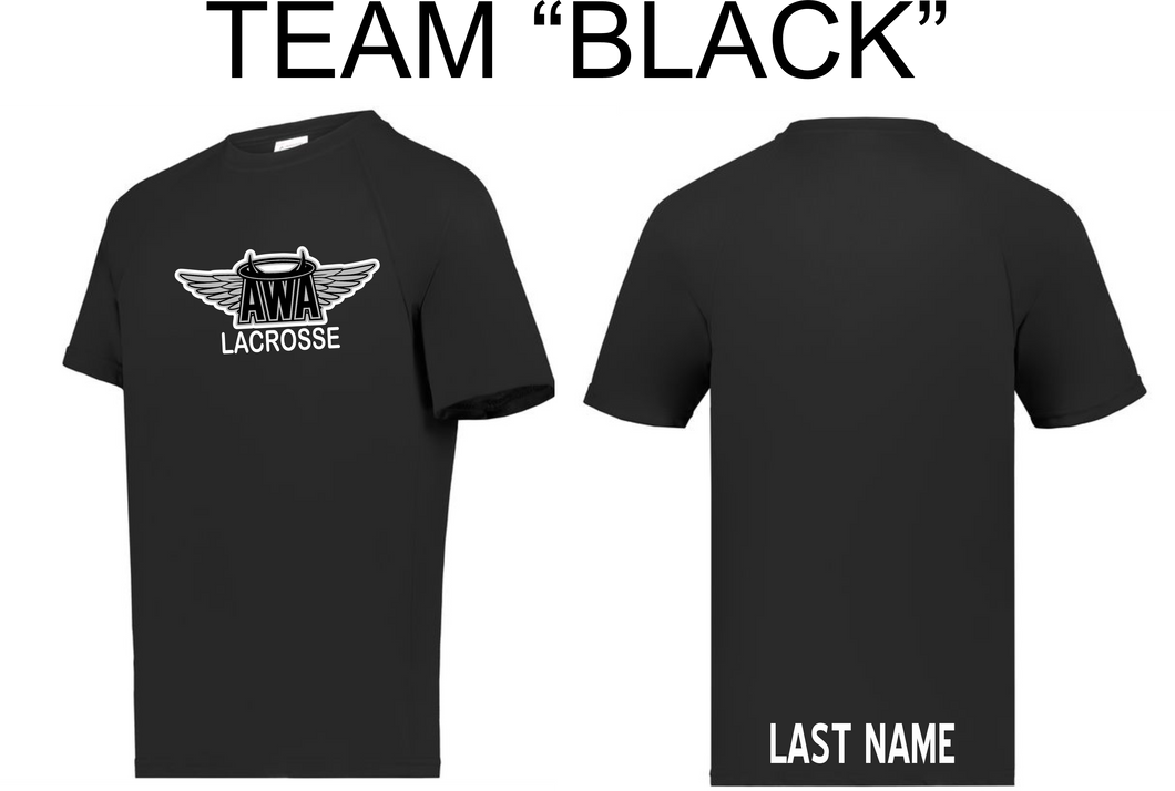 AWA-LAX-015-1 - Attain Wicking Raglan Short Sleeve Shooter Shirt - AWA Lacrosse Logos & Personalized Name on Back