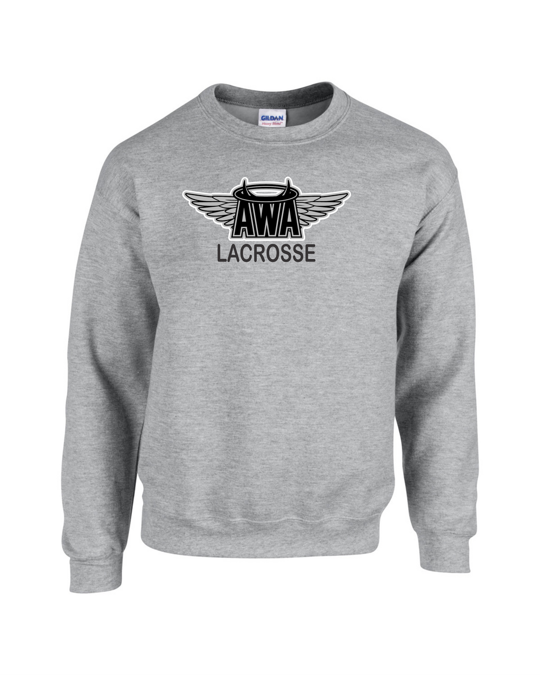 AWA-LAX-304-1 - Gildan Adult 8 oz., 50/50 Fleece Crew - AWA Girls Lacrosse Logo