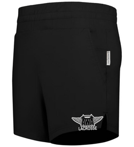 AWA-LAX-731-1 - Holloway Ladies Ventura Soft Knit Shorts (5 Inch Inseam) - AWA Lacrosse Logo