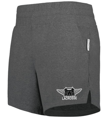 AWA-LAX-731-1 - Holloway Ladies Ventura Soft Knit Shorts (5 Inch Inseam) - AWA Lacrosse Logo