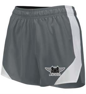 AWA-LAX-742-1 - Holloway Ladies Olympus Shorts (4 Inch Inseam) - AWA Girls Lacrosse Logo