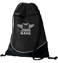 Load image into Gallery viewer, AWA-LAX-950-1 - Augusta Tri-Color Drawstring Backpack - AWA Lacrosse Logo &amp; Personalized Name