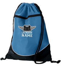 Load image into Gallery viewer, AWA-LAX-950-1 - Augusta Tri-Color Drawstring Backpack - AWA Lacrosse Logo &amp; Personalized Name