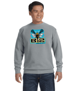 B12-LAX-290-1 - Comfort Colors Adult Crewneck Sweatshirt - B12 Girls LAX Bee Honeycomb Logo