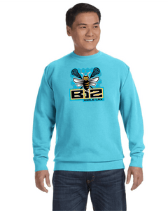 B12-LAX-290-1 - Comfort Colors Adult Crewneck Sweatshirt - B12 Girls LAX Bee Honeycomb Logo
