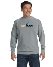 Load image into Gallery viewer, B12-LAX-290-2 - Comfort Colors Adult Crewneck Sweatshirt - B12 Girls LAX Bee Logo