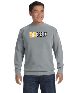 B12-LAX-290-3 - Comfort Colors Adult Crewneck Sweatshirt - B12 Girls LAX Logo