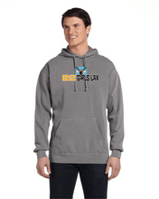 Load image into Gallery viewer, B12-LAX-291-2 - Comfort Colors Adult Hooded Sweatshirt - B-12 Girls Lax Bee Logo