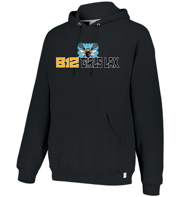 B12-LAX-321-2 - Russell Athletic Unisex Dri-Power® Hooded Sweatshirt - B12 Girls LAX Bee Logo