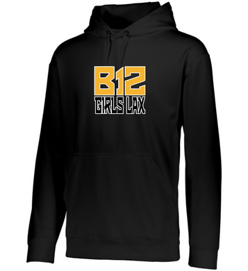 B12-LAX-325-4 - Augusta Wicking Fleece Hoodie Pullover - B-12 Girls LAX Stack Logo