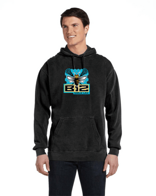 B12-LAX-291-1 - Comfort Colors Adult Hooded Sweatshirt - B-12 Girls Lax Bee Honeycomb Logo