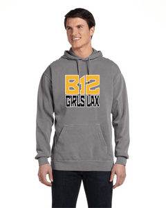 B12-LAX-291-4 - Comfort Colors Adult Hooded Sweatshirt - B-12 Girls Lax Stack Logo