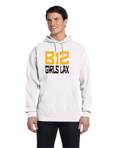 B12-LAX-291-4 - Comfort Colors Adult Hooded Sweatshirt - B-12 Girls Lax Stack Logo