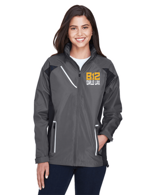 B12-LAX-416-4 - Team 365 Dominator Waterproof Jacket - B12 Girls LAX Stack Logo