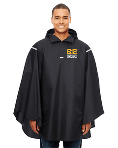 B12-LAX-460-4 - Team 365 Adult Zone Protect Packable Poncho -  B12 Girls LAX Stack Logo