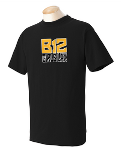 B12-LAX-468-4 - Comfort Colors Adult Heavyweight T-Shirt - B12 Girls LAX Stack Logo