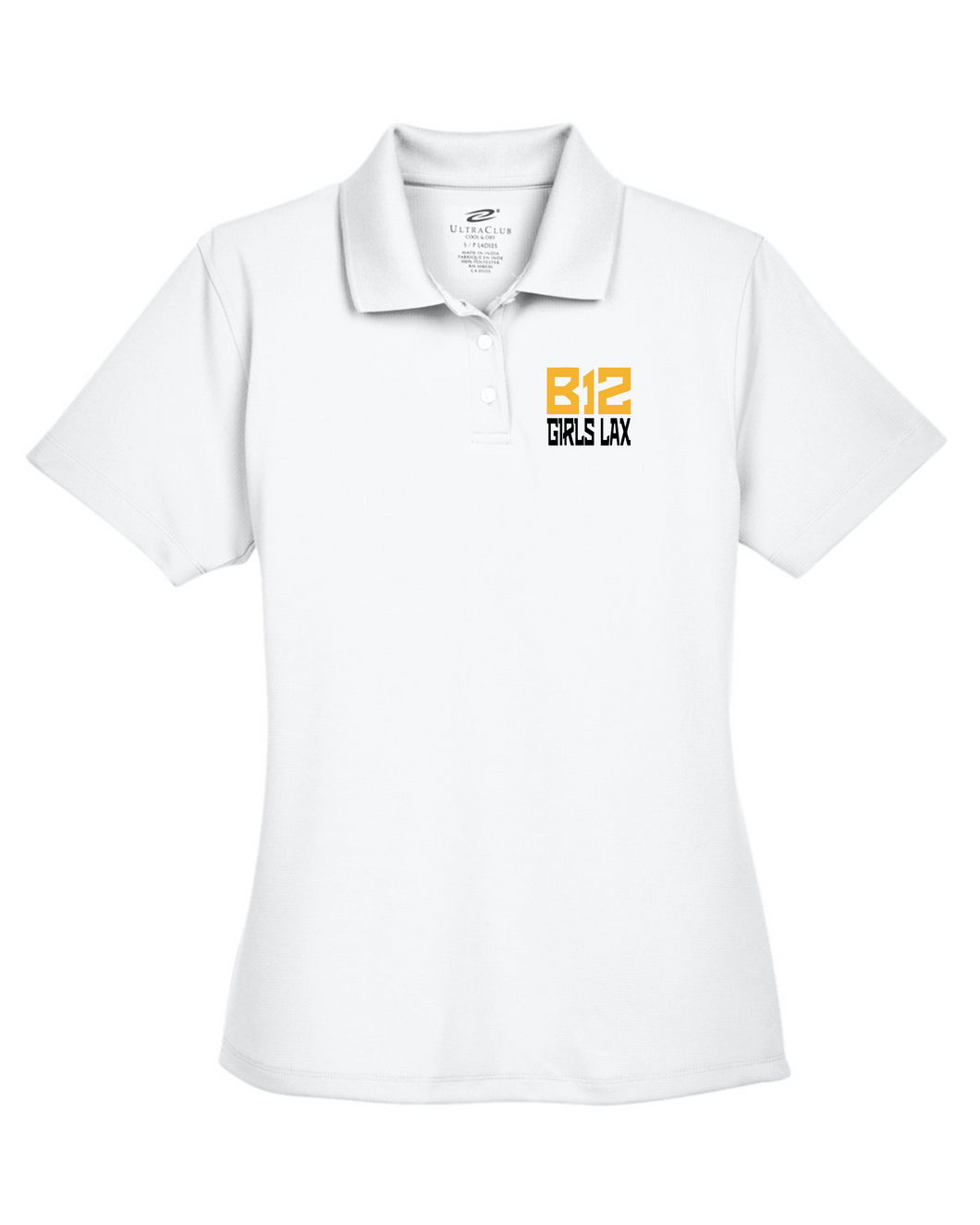B12-LAX-507-4 - UltraClub Cool & Dry Stain-Release Performance Polo - B12 Girls LAX Stack Logo