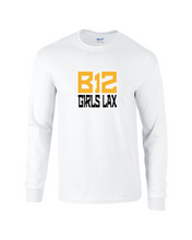 Load image into Gallery viewer, B12-LAX-518-4 - Gildan 5.5 oz., 50/50 Long Sleeve T-Shirt -  B12 Girls LAX Stack Logo