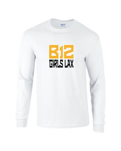 B12-LAX-518-4 - Gildan 5.5 oz., 50/50 Long Sleeve T-Shirt -  B12 Girls LAX Stack Logo