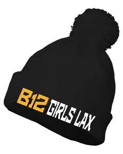 B12-LAX-907-3 - Augusta POM BEANIE - B12 Girls LAX Logo