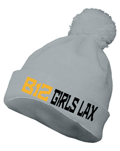 B12-LAX-907-3 - Augusta POM BEANIE - B12 Girls LAX Logo