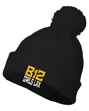 B12-LAX-907-4 - Augusta POM BEANIE - B12 Girls LAX Stack Logo