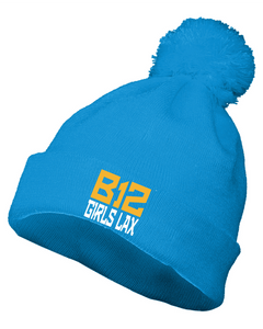 B12-LAX-907-4 - Augusta POM BEANIE - B12 Girls LAX Stack Logo