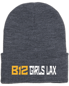 B12-LAX-908-3 - Yupoong Adult Cuffed Knit Beanie - B12 Girls LAX Logo