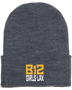 B12-LAX-908-4 - Yupoong Adult Cuffed Knit Beanie - B12 Girls LAX Stack Logo