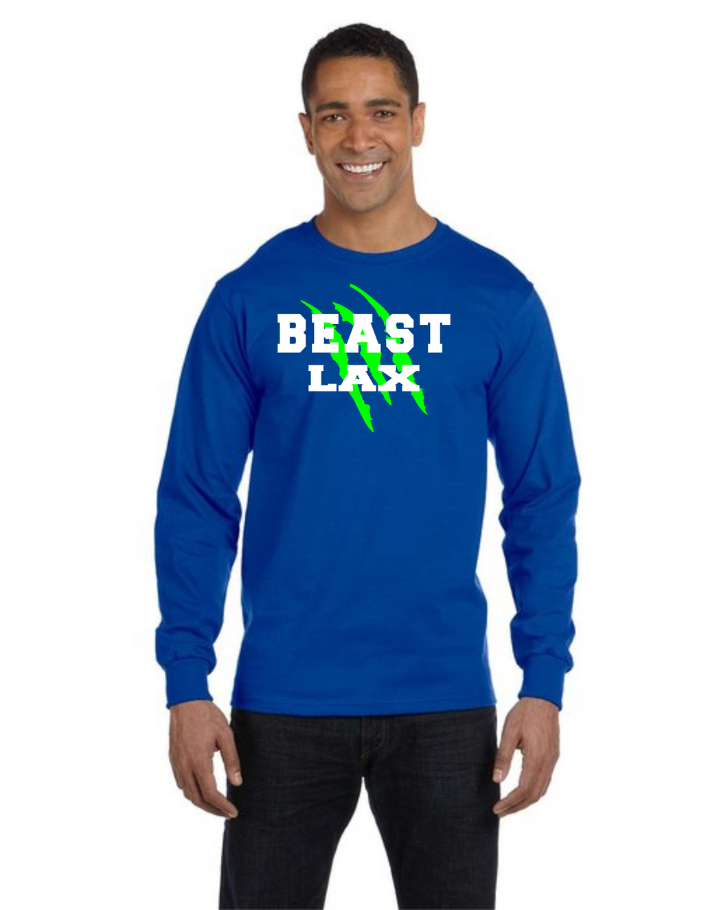 BEAST-LAX-518-2 - Gildan 5.5 oz., 50/50 Long-Sleeve T-Shirt - BEAST LAX Logo