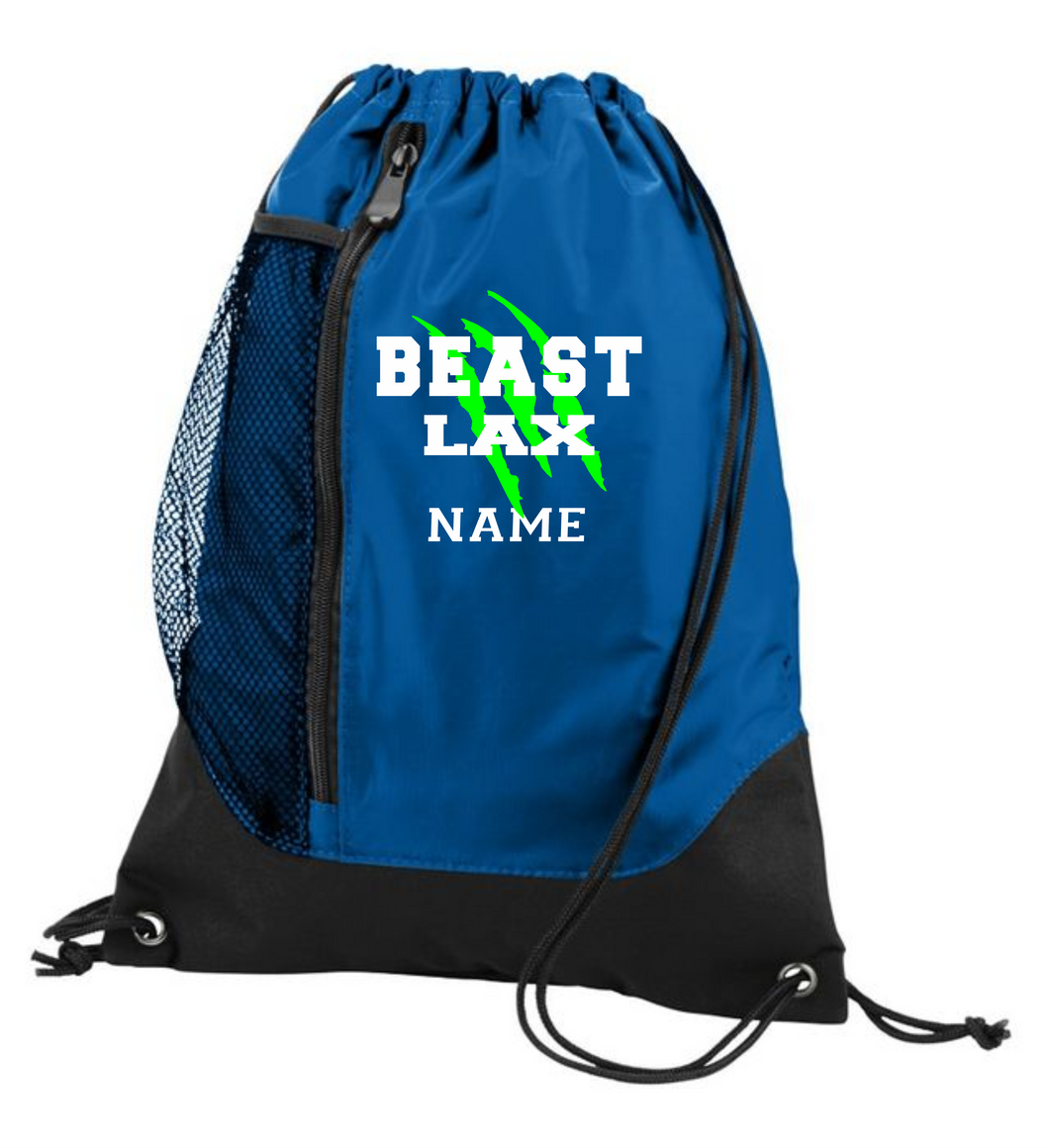 BEAST-LAX-950-2 - Augusta Tri-Color Drawstring Backpack - BEAST LAX Logo & Personalized Name