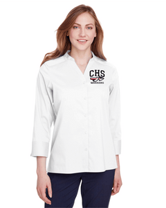 CHS-PTSA-510-3 - Devon & Jones Ladies' Crown Collection Stretch Broadcloth 3/4 Sleeve Blouse - CHS Arrow Warriors Logo