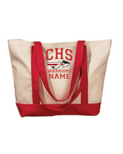Load image into Gallery viewer, CHS-PTSA-961-3 - BAGedge Canvas Boat Tote - CHS Arrow Warriors Logo &amp; Personalized Name