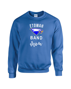 ET-BND-303-3B - Gildan Adult 8 oz., 50/50 Fleece Hoodie - Etowah Eagle Band Mom Logo