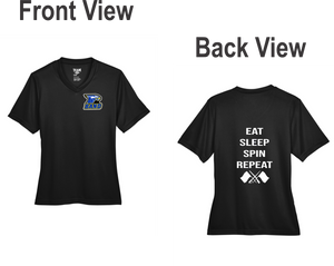 ET-BND-626-1-5 - Team 365 Ladies' Zone Performance T-Shirt - Etowah Band & Guard Spin Logos