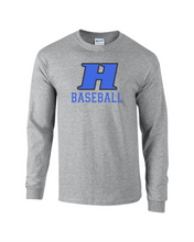 Load image into Gallery viewer, Item HG-BB-518-4 - Gildan 5.5 oz., 50/50 Long-Sleeve T-Shirt - Hobgood H Baseball Logo