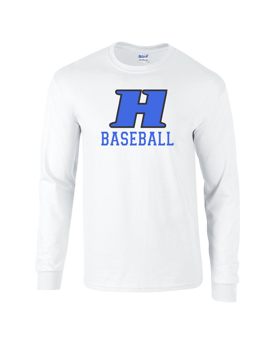 Item HG-BB-518-4 - Gildan 5.5 oz., 50/50 Long-Sleeve T-Shirt - Hobgood H Baseball Logo