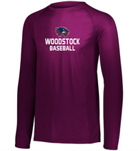 Load image into Gallery viewer, WW-BB-557-1 - Attain Wicking Raglan Long Sleeve Tee - Woodstock Baseball Logo