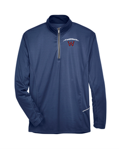 WW-FB-107-5 - UltraClub Cool & Dry Sport Quarter-Zip Pullover - Football Laces Logo