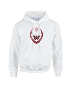 WW-FB-301-04 - Gildan Adult 8 oz., 50/50 Fleece Hoodie - W-Football Outline Logo